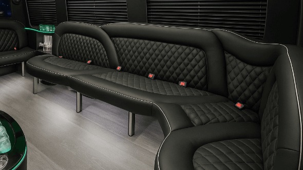 Interior of Fort Mill Party Bus Company's 14 Passenger Sprinter Limousine in Fort Mill