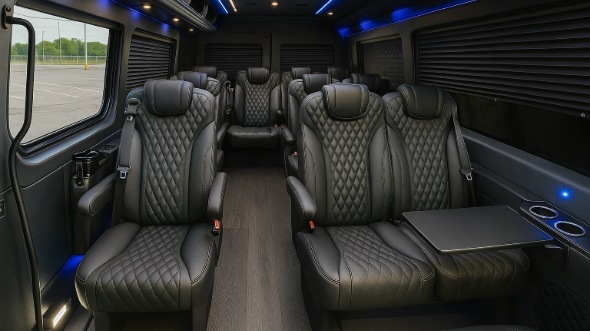 Interior of South Carolina Party Bus Company's 18 Passenger Minibus in South Carolina