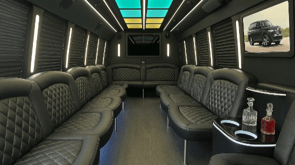 Interior of Simpsonville Party Bus Company's 20 Passenger Party Bus in Simpsonville