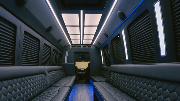 Interior of Spartanburg Party Bus Company's 20 Passenger Party Bus in Spartanburg