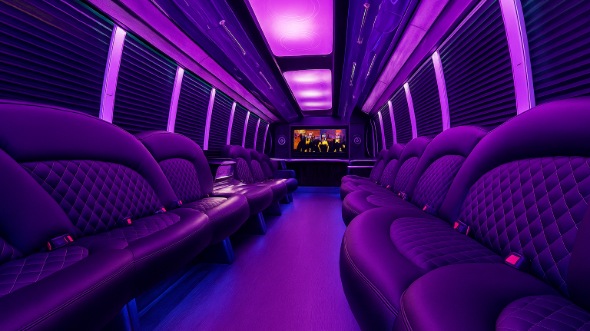 Interior of Charleston Party Bus Company's 25 Passenger Party Bus in Charleston