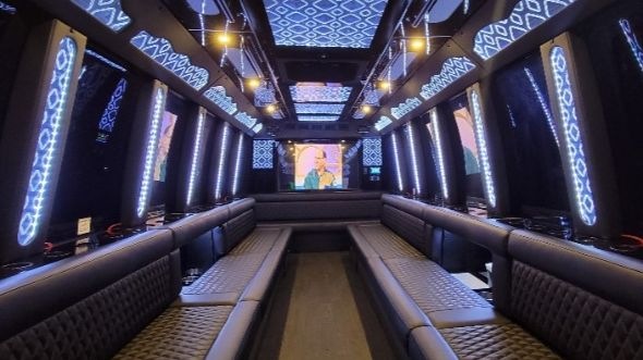 Interior of South Carolina Party Bus Company's 25 Passenger Party Bus in South Carolina