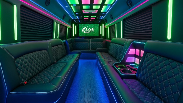 Interior of Easley Party Bus Company's 28 Passenger Party Bus in Easley