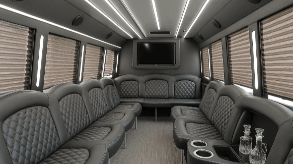 Interior of Rock Hill Party Bus Company's 28 Passenger Party Bus in Rock Hill