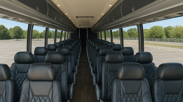 Interior of South Carolina Party Bus Company's 44 Passenger Charter Bus in South Carolina