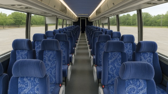 Interior of South Carolina Party Bus Company's 51 Passenger Charter Bus in South Carolina
