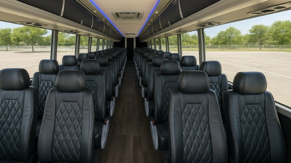 Interior of South Carolina Party Bus Company's 55 Passenger Charter Bus in South Carolina
