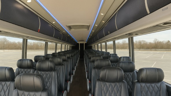Interior of South Carolina Party Bus Company's 56 Passenger Charter Bus in South Carolina